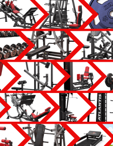 collage of gym equipment