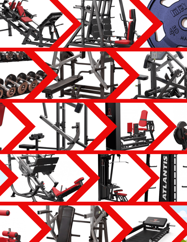 collage of gym equipment