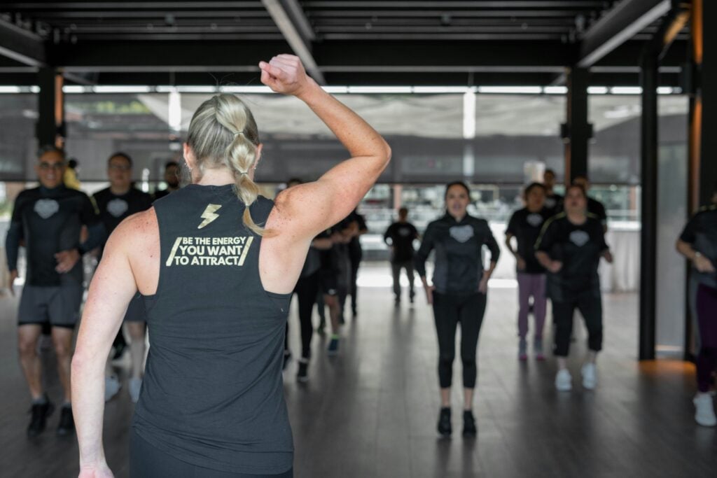 Office team participating in a workplace wellness session