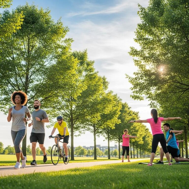 Diverse group exercising outdoors in Overland Park, representing effective weight loss strategies